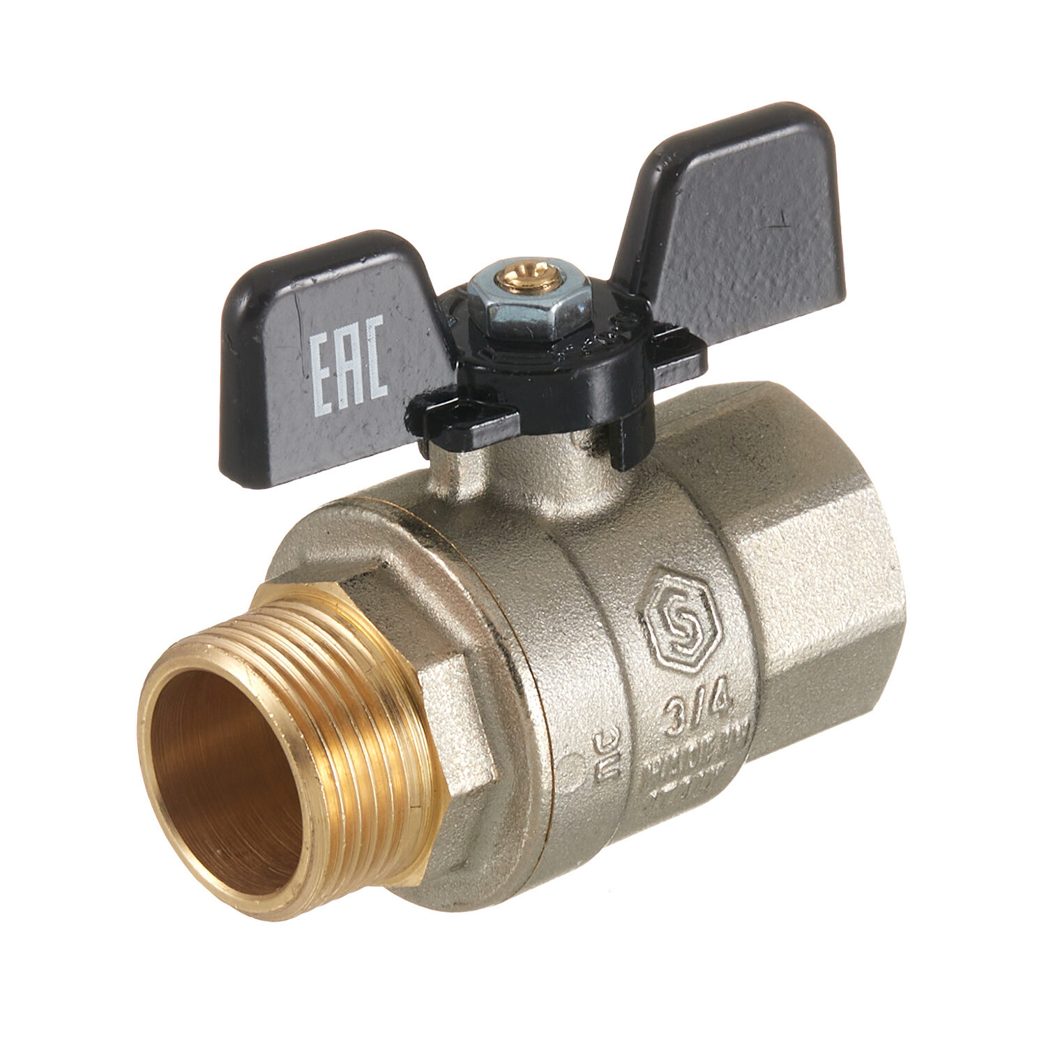 original-6876.jpg Кран шаровой латунный Stout SVB 3/4 ВР(г)х 3/4 НР(ш) полнопроходной бабочка прямой (SVB-0004-200020) — изображение 1