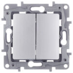 Переключатель Legrand Etika двухклавишный встраиваемый алюминий (672412)