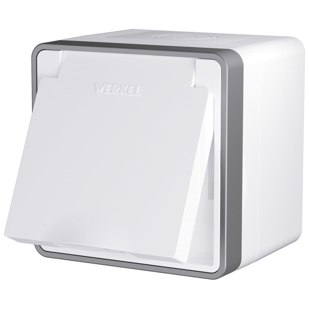 original-7217.jpg Розетка Werkel Gallant накладная белая со шторками с крышкой (a051568) — изображение 1