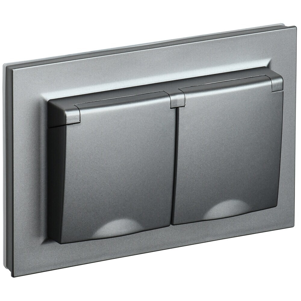 original-7308.jpg Розетка IEK Brite РСбш12-3-44-БрС встраиваемая сталь с крышкой (BR-R26-16-44-K46-F) — изображение 1