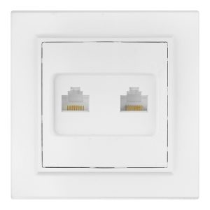 Розетка компьютерная/ телефонная EKF Минск встраиваемая белая RJ11/ RJ45 (ERK00-135-10)
