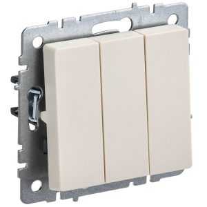 Выключатель IEK Brite ВС10-3-0-БрКр трехклавишный встраиваемый бежевый (BR-V30-0-10-K10)