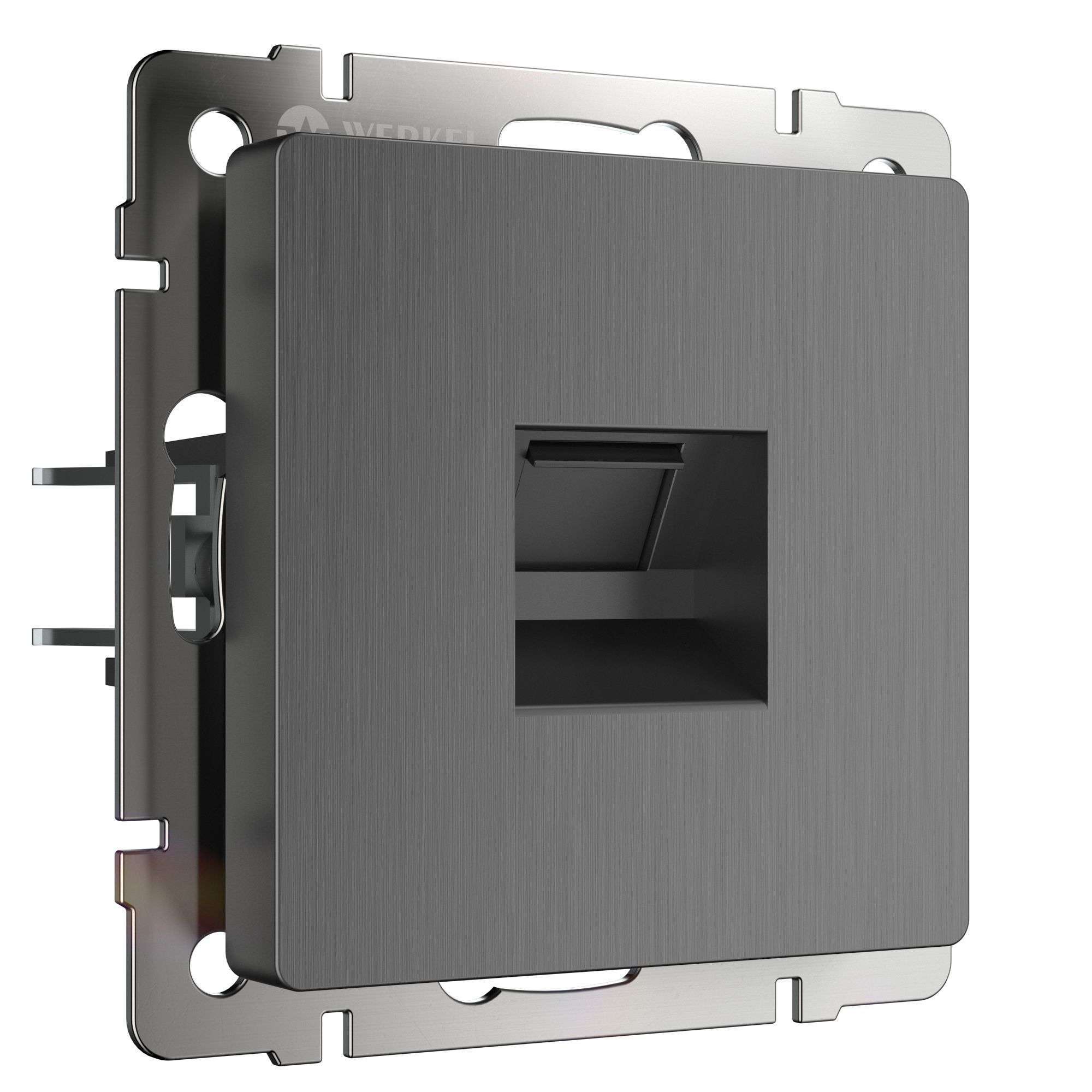 original-7463.jpg Розетка компьютерная Werkel встраиваемая графит рифленый RJ45 (a050748) — изображение 1