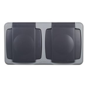 Розетка Makel накладная серая с крышкой (36064201)