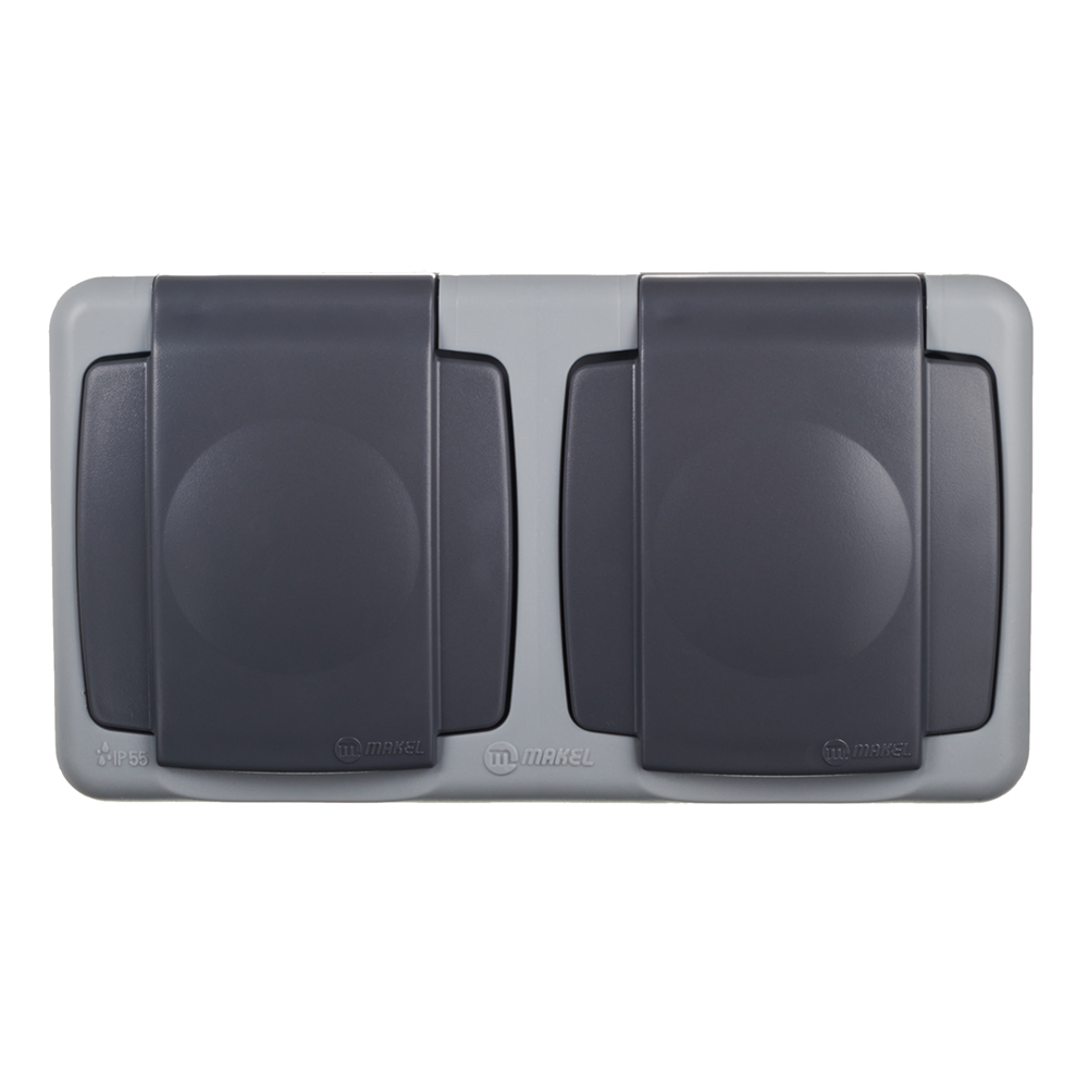 original-7480.jpg Розетка Makel накладная серая с крышкой (36064201) — изображение 1