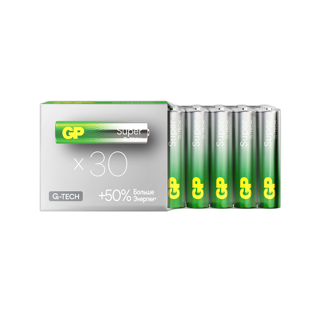 original-7560.jpg Батарейка GP Batteries Super Алкалин AAA мизинчиковая LR03 1,5 В (30 шт.) (GP 24AA21-2CRSWC30) — изображение 1