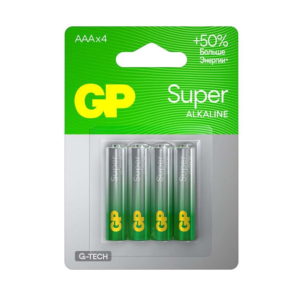 original-7944.jpg Батарейка GP Batteries Super Алкалин AAA мизинчиковая LR03 1,5 В (4 шт.) (GP 24AA21-2CRSBC4) — изображение 1