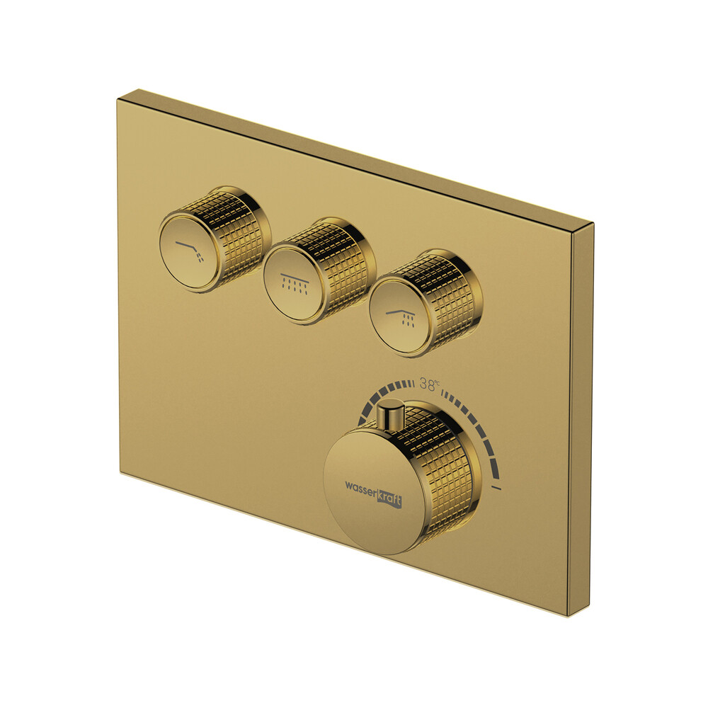 original-8080.jpg Смеситель для душа встраиваемый WasserKraft Sauer термостатический с переключателем без лейки золото (7158 Thermo) — изображение 1