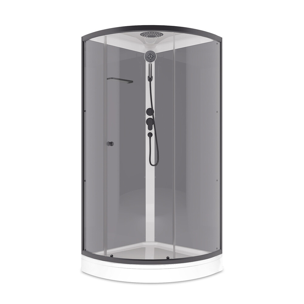 original-8127.jpg Душевая кабина Domani-Spa Simple 90х90х218 см стекло прозрачное 4 мм с низким поддоном полукруг — изображение 1
