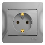 Розетка Systeme Electric Glossa встраиваемая алюминий (GSL000342)