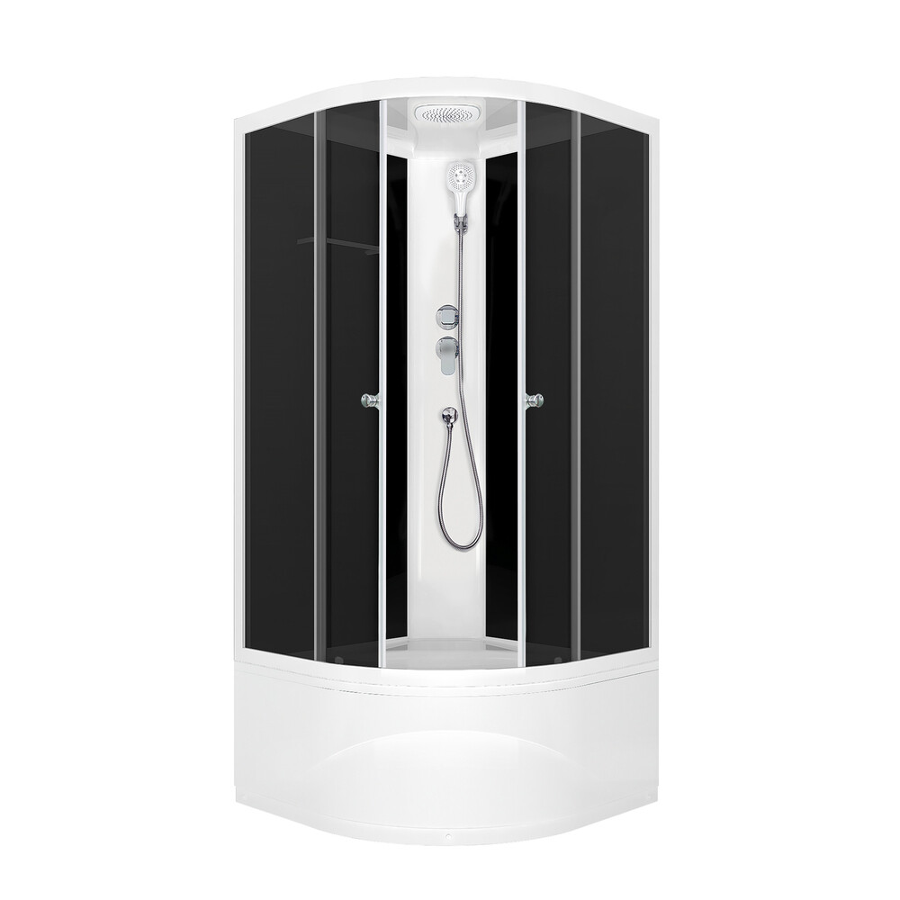 original-8451.jpg Душевая кабина Domani-Spa Delight Slim 90х90х218 см стекло тонированное 4 мм с высоким поддоном полукруг — изображение 1