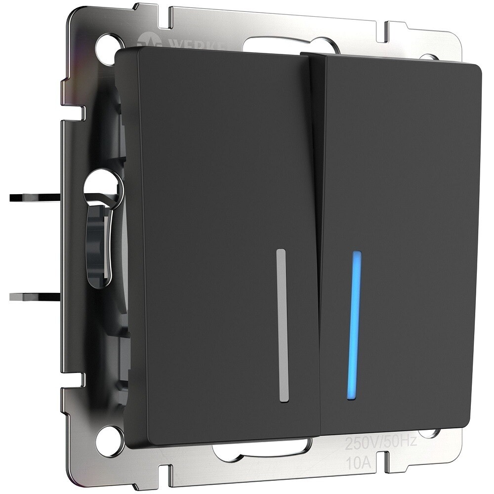 original-8488.jpg Выключатель Werkel двухклавишный встраиваемый черный матовый с подсветкой (a051619) — изображение 1