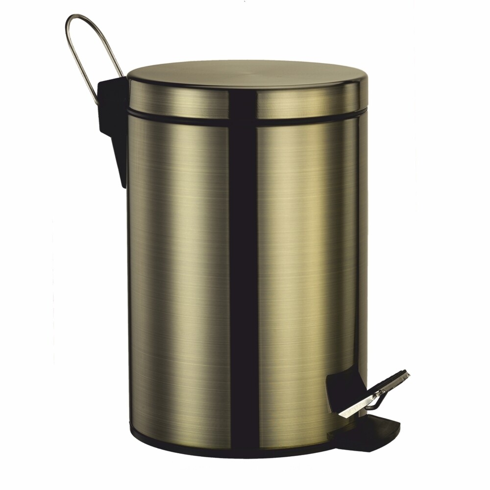 original-8661.jpg Ведро для мусора WasserKraft K-645 с крышкой 5 л металл светлая бронза с педалью — изображение 1