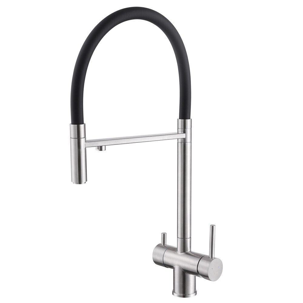 original-8691.jpg Смеситель для кухни Abber Wasser Kreis сатин с высоким изливом с подключением к фильтру однорычажный (AF81141SP) — изображение 1