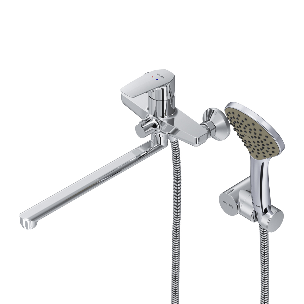 original-8830.jpg Смеситель для ванны AM.PM Gem хром однорычажный с длинным изливом с лейкой (F90A95000) — изображение 1