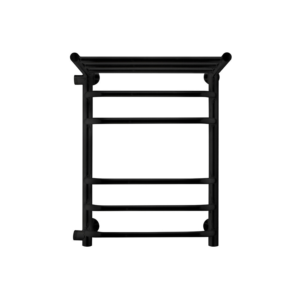 original-8918.jpg Полотенцесушитель водяной Indigo Brace 600х400 мм лесенка с боковым подключением 500 мм слева с полкой черный муар — изображение 1