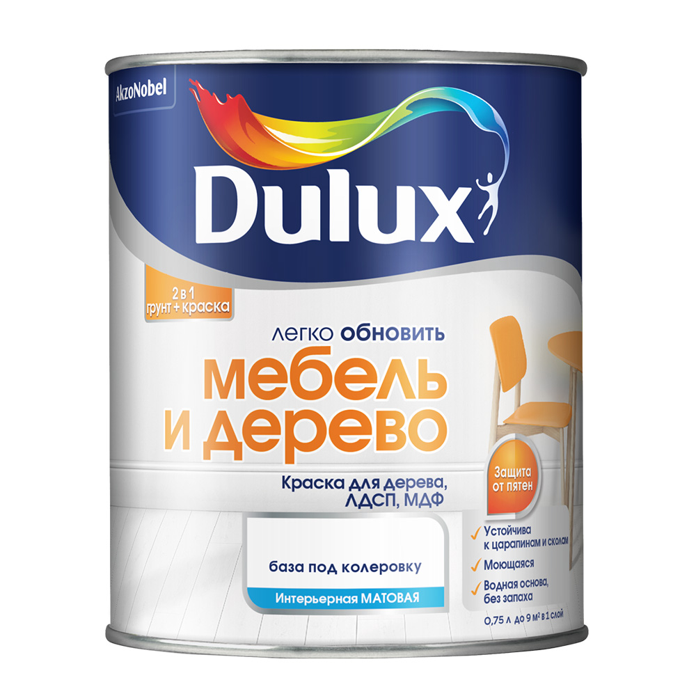 original-9110.jpg Краска Dulux/Luxium Мебель и Дерево основа BC бесцветная матовая 0,75 л — изображение 1