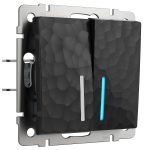 Выключатель Werkel двухклавишный встраиваемый черный с подсветкой (a052062)