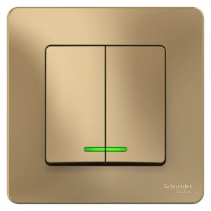Выключатель Systeme Electric Blanca двухклавишный встраиваемый титан с подсветкой (BLNVS010514)