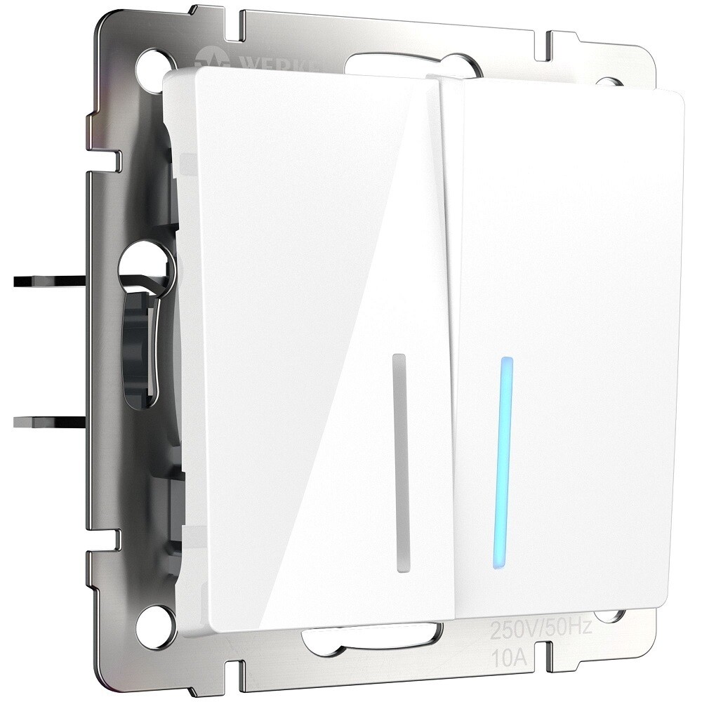 original-9325.jpg Выключатель Werkel двухклавишный встраиваемый белый с подсветкой (a051114) — изображение 1