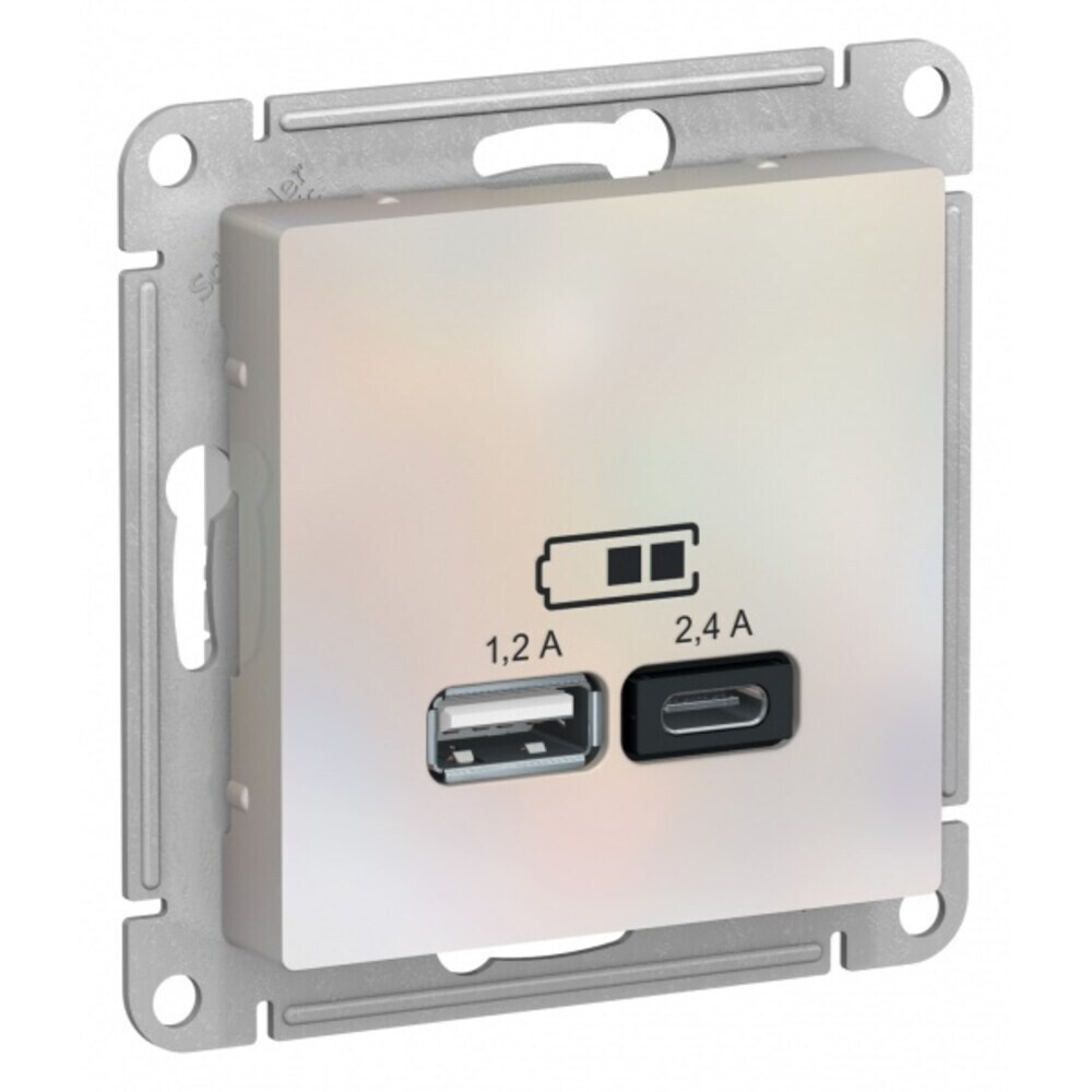 original-9858.jpg Розетка USB Systeme Electric AtlasDesign встраиваемая жемчуг USB-A/ Type-C (ATN000439) — изображение 1