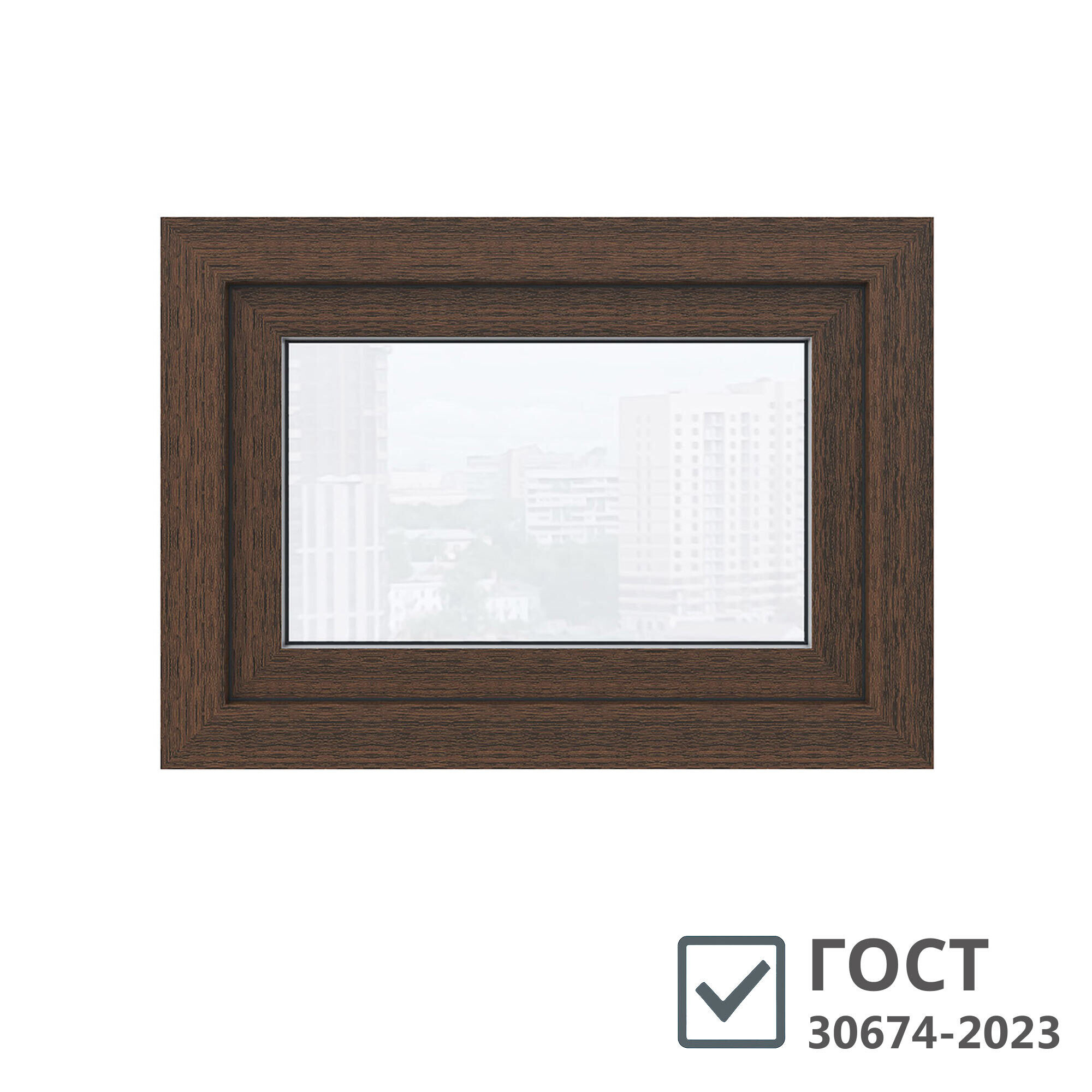 original-9902.jpg Пластиковое окно VEKA WHS Halo 60 500х700 мм 1 створка откидная фрамуга однокамерное дуб темный — изображение 1