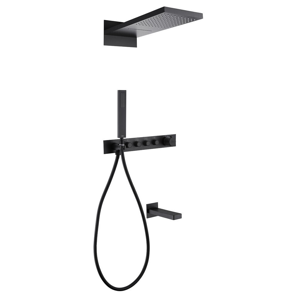 original-9956.jpg Душевая система Abber Rund встраиваемая с верхним душем с лейкой со смесителем черная матовая (AF8753B) — изображение 1